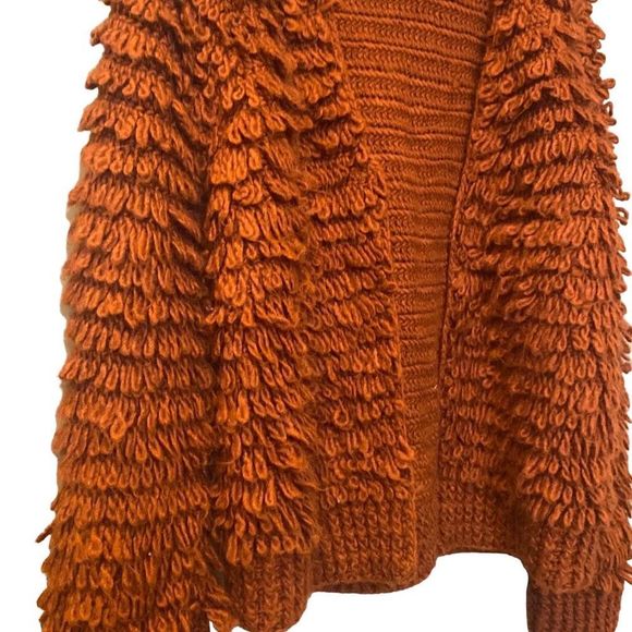 Universal Thread | Rust Shaggy Cardigan Crochet Target Oversized Open Front XS - Picture 8 of 13